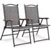 Costway Set of 2 Patio Folding Sling Back Chairs Camping Deck Garden Beach Gray