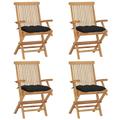 vidaXL Patio Chairs Outdoor Bistro Folding Chair with Cushions Solid Wood Teak