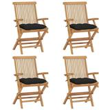 vidaXL Patio Chairs Outdoor Bistro Folding Chair with Cushions Solid Wood Teak