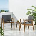 Remuda Wicker and Acacia Wood Outdoor Club Chairs Set of 2 Gray and Teak