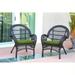 Set of 2 Brown Outdoor Furniture Patio Lounge Chairs - Hunter Green Cushions