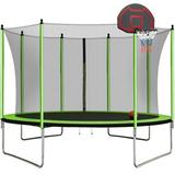 UBesGoo Trampolines 10FT with Safety Enclosure Net for Kids Family Green