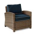 Crosley Furniture Bradenton Fabric Patio Chair in Brown and Navy