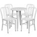 Flash Furniture Thomas Commercial Grade 24 Round White Metal Indoor-Outdoor Table Set with 4 Vertical Slat Back Chairs