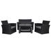 Wynston 4-Piece Outdoor Patio Conversation Set with Cushions Black/Gray