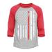 Shop4Ever Men s American Flag Red Line Patriotic 4th of July Raglan Baseball Shirt XXX-Large Heather Grey/Red