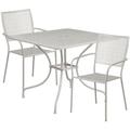 Flash Furniture Oia Commercial Grade 35.5 Square Light Gray Indoor-Outdoor Steel Patio Table Set with 2 Square Back Chairs