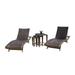 Archie Outdoor Brown Wicker 5-Piece Adjustable Chaise Lounge Set