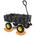 Yardsam Heavy Duty 400 Lbs Capacity Mesh Steel Garden Carts with No-Flat Tires Removable Sides 10 inch Flat-Free Soild Wheels and 600D Polyester with PVC Coated Liner (Black)