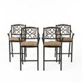 Waterbury Outdoor Barstool with Cushion (Set of 4) Shiny Copper and Tuscany