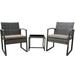 Sophron 3-Piece Bistro Rattan Furniture Set -Two Sturdy perfect sitting Chairs With Glass Outdoor Garden Coffee Table- Coffee