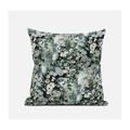 Sea Garden Rose Suede Blown and Closed Pillow by Amrita Sen in Light Green Red Indigo