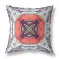 HomeRoots 411707 26 in. Geo Tribal Indoor & Outdoor Throw Pillow Light Blue Grey & Peach