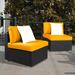 2 Piece Yellow Outdoor Wicker Furniture Sets Patio Sofa Conversation Sets Sectional Patio Furniture with Coffee Table for Garden Lawn Backyard Poolside by LAZYLAND (Yellow)