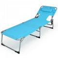 Lounge Chair Folding Beach with Pillow for Outdoor-Turquoise