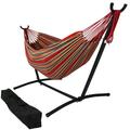 Sunnydaze Brazilian Double Hammock with Stand and Carrying Case - Sunset