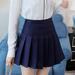 MRULIC skirts for women Waist Mini Skirt High Fashion Pleated Waist Women s Casual Slim Skirt Tennis Skirt Navy Blue + XL