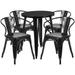 Flash Furniture 24 Round Metal Indoor-Outdoor Table Set with 4 Arm Chairs Black