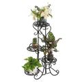 32.3 Metal Plant Stand 4 Tier Flower Shelves Pot Holder for Small Planters Succulents Display Indoor Home Patio Garden-Black