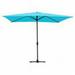 6.5 x 10 Ft. Aluminum Patio Market Umbrella Tilt with Crank - Turquoise Fabric & Black Pole