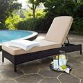 Pemberly Row Patio Wicker Chaise Lounge with Sand Cushions