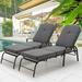 AECOJOY Cushioned Patio Lounge Chair Set of 2 Poolside Adjustable Chaise Lounge Recliner - Grey