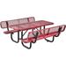 Global Industrial 277630RD 6 ft. Rectangular Outdoor Expanded Metal Picnic Table with Backrests Red