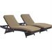 Pemberly Row Modern Rattan Outdoor Chaise in Espresso/Mocha Brown (Set of 2)