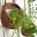 Wall Fence Hanging Planter Handmade Rattan Basket Wicker Rattan Flower Basket Flower Pots Hanger Garden Decoration Indoor Outdoor Watering Hanging Baskets