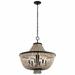 Basket-Shaped Style 6-Light Chandelier in Distressed Black Finish with Antique White Beads Set 24 inches W X 24.25 inches H Bailey Street Home