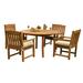 Grade-A Teak Dining Set: 4 Seater 5 Pc: 52 Round Table And 4 Devon Arm Chairs Outdoor Patio WholesaleTeak #51DV1105
