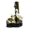 Oxodoi Animal Garden Statue Duck Family Water Fountain Statue Whimsical Duck Figurine Outdoor Freestanding Fountain Water Feature Decor Creative Sculpture Ornament Lawn Yard Art