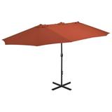 Anself Garden Umbrella with Aluminum Pole Folding Parasol Terracotta for Patio Backyard Terrace Poolside Lawn Outdoor Furniture 181.1in x 106.3in x 96.9in (L x W x H)