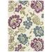 Couristan 8 x 11 Ivory and Purple Floral Rectangular Outdoor Area Throw Rug