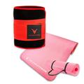 Victor Fitness Anti-Slip High-End Thick and Durable NBR Yoga Mat with Travel Straps Included + Red and Black Waist Trimmer