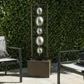Alpine Corporation 55 Tall Outdoor Modern Column Fountain with Stainless Steel Orbs Silver