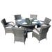 Direct Wicker Grey Wicker 7 Pieces Patio Round Table Dining Chairs Set