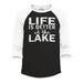 Shop4Ever Men s Life is Better At The Lake White Raglan Baseball Shirt XXX-Large Black/White