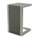 GDF Studio Crested Bay Outdoor Modern C Shaped Side Table Gray Faux Wood and Silver