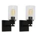1-Light Black Wall Sconces with Glass Shade Modern Bathroom Vanity Light Fixtures Metal Wall Lamp with Clear Glass Shade Wall Mount Lights for Bathroom Mirror 2 Pack