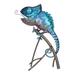 Tooarts Chameleon Sculpture Iron Animal Ornament Wild Animal Style Indoor or Outdoor Decoration Chameleon Loversâ€™ Gift Blue