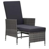 Suzicca Reclining Patio Chair with Cushions Poly Rattan Gray