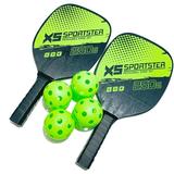 Dcenta Pickleball Rackets Set Pickleball Paddle Set of 2 Rackets and 4 Pickleballs Balls Pickle-Ball Racquet with Balls Sports Accessory