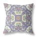 18 Purple White Floral Indoor Outdoor Zip Throw Pillow