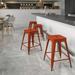 BizChair Commercial Grade 24 High Backless Distressed Kelly Red Metal Indoor-Outdoor Counter Height Stool