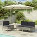 Lixada Garden Chairs 3 pcs with Cushions Poly Rattan Gray