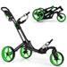 Gymax Foldable 3-Wheel Golf Push and Pull Cart Trolley with Adjust Handle Brake Green