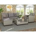 Outdoor Furniture Sets Clearance 4 Piece Ratten Wicker Sectional Sofa Set Patio Sectional Sofa With Armchair&Coffee Table Patio Conversation Sets For Backyard Lawn Poolside Garden Beige Brown