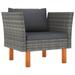 Patio Sofa Poly Rattan and Solid Eucalyptus Wood