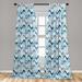 Ambesonne Modern Curtains Seamless Doodle Style Pair of 28 x63 Blue and White